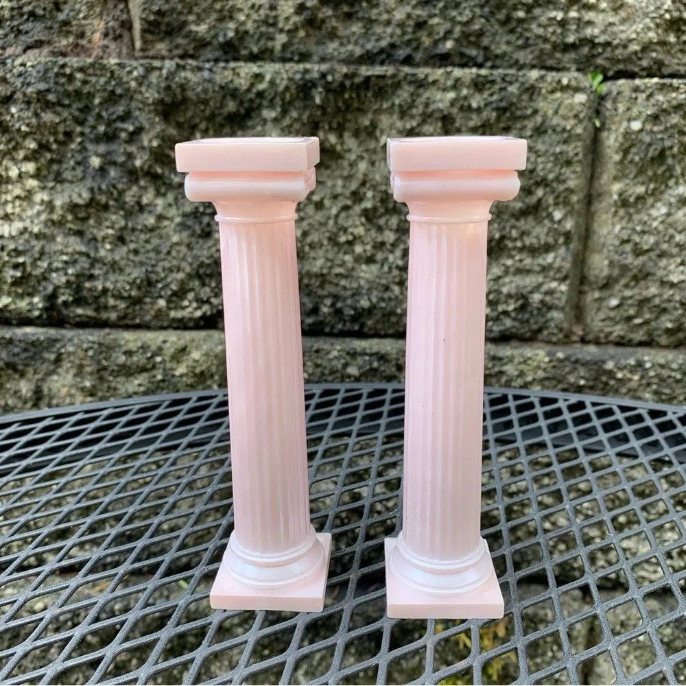 Vintage Pink Plastic Roman Greek Columns Pillars Cake Topper Decoration Wilton